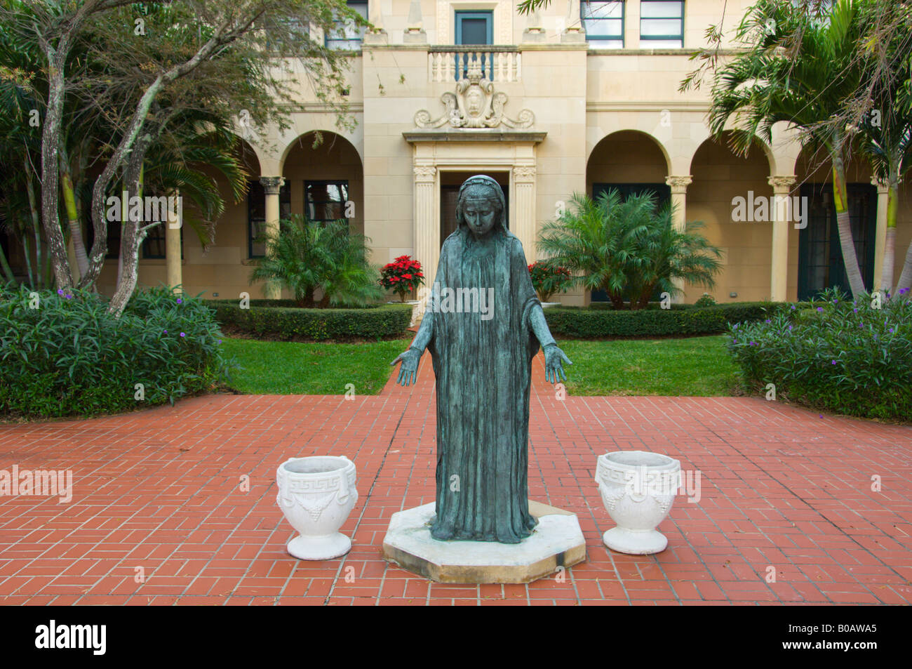 Exterior garden of the St Edwards Roman Catholic Church in Palm Beach Florida USA Stock Photo