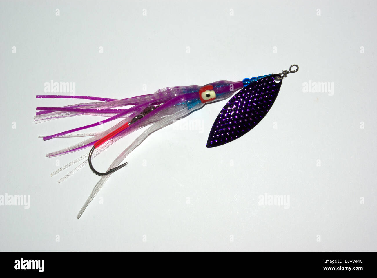 Octopus hoochie with spinner blade trolling lure for coho salmon fishing  Stock Photo - Alamy
