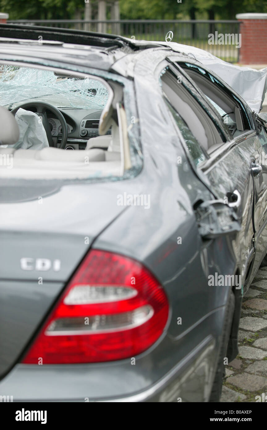 A wrecked vehicle after an accident, Berlin, Germany Stock Photo Alamy