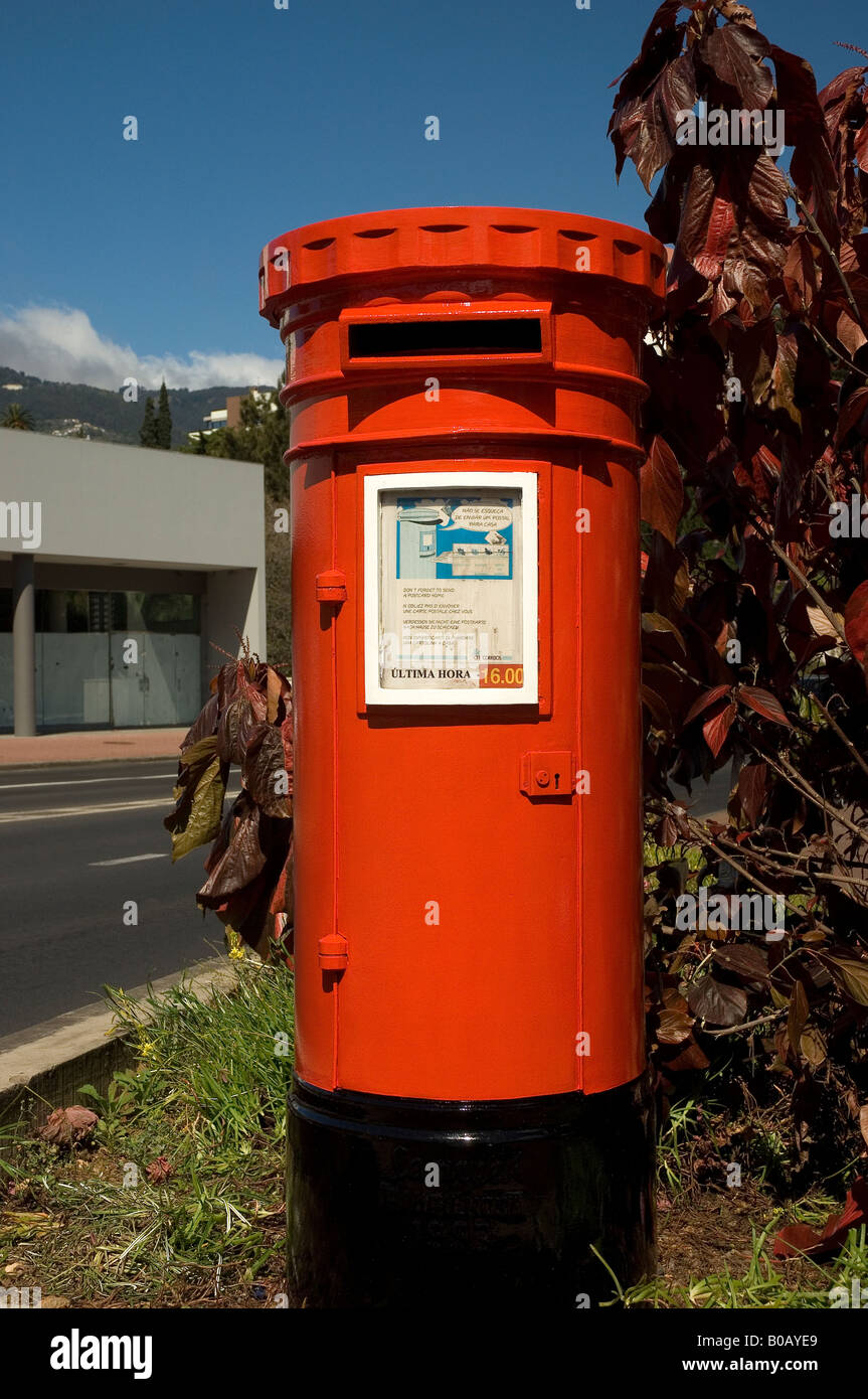 Red post box letterbox postbox Funchal Madeira Portugal EU Europe Stock ...