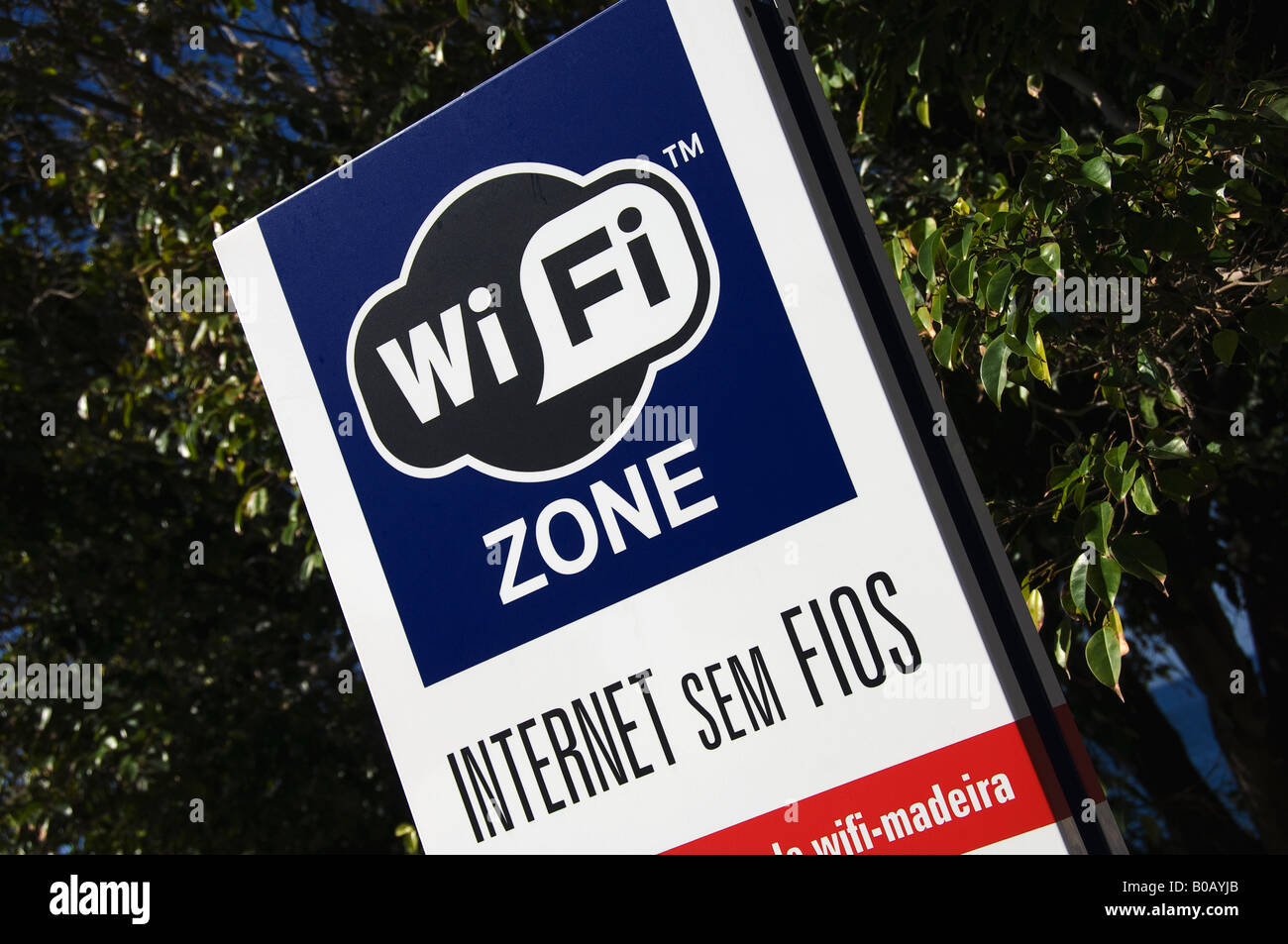 Close up of Wifi wireless internet zone sign signage Stock Photo