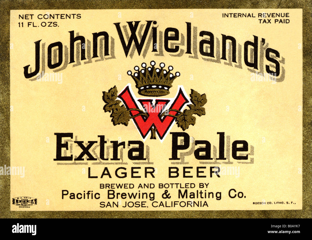 John Wieland's Extra Pale Lager Beer Stock Photo