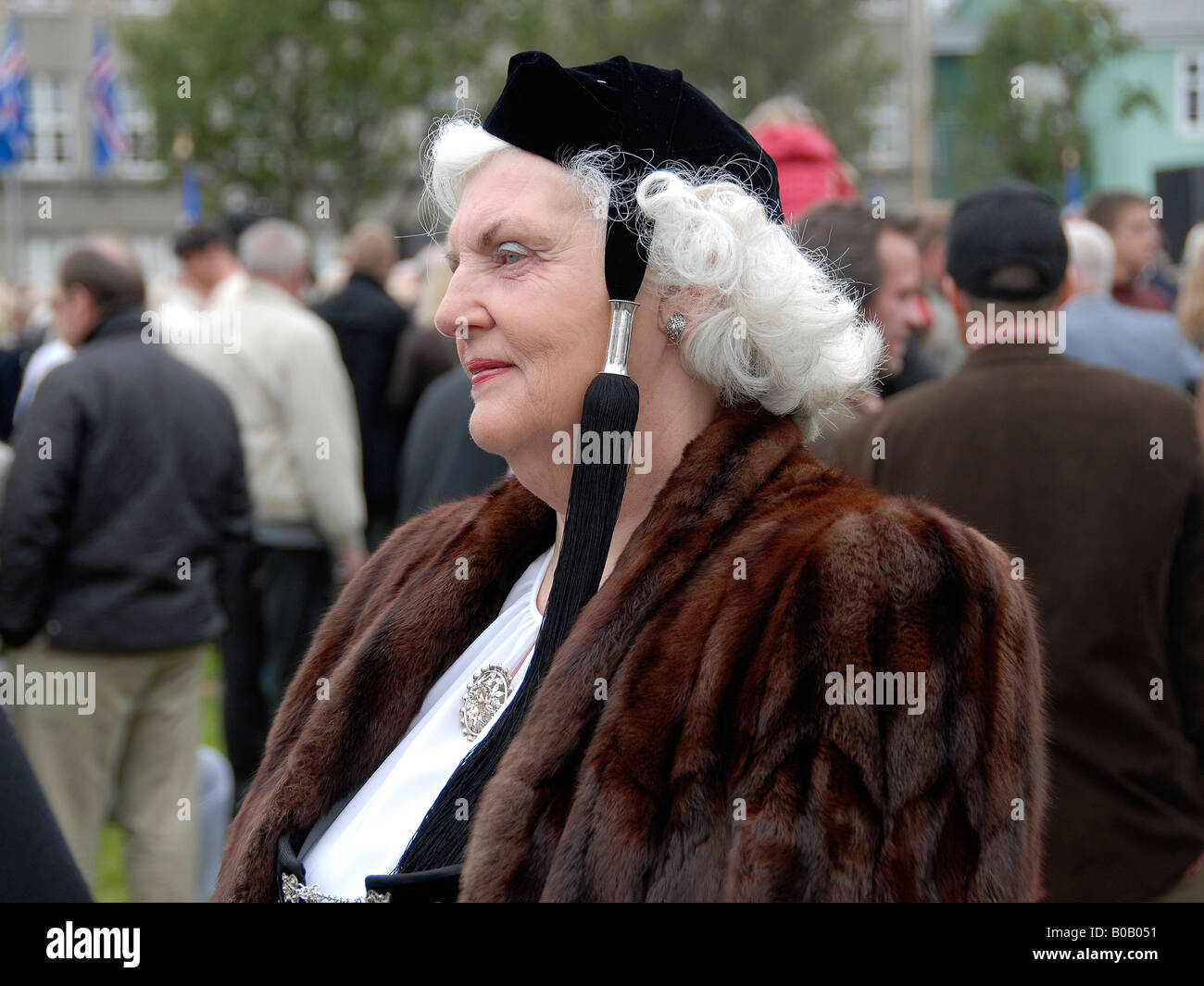Lady, in a fur coat, from Iceland Stock Photo