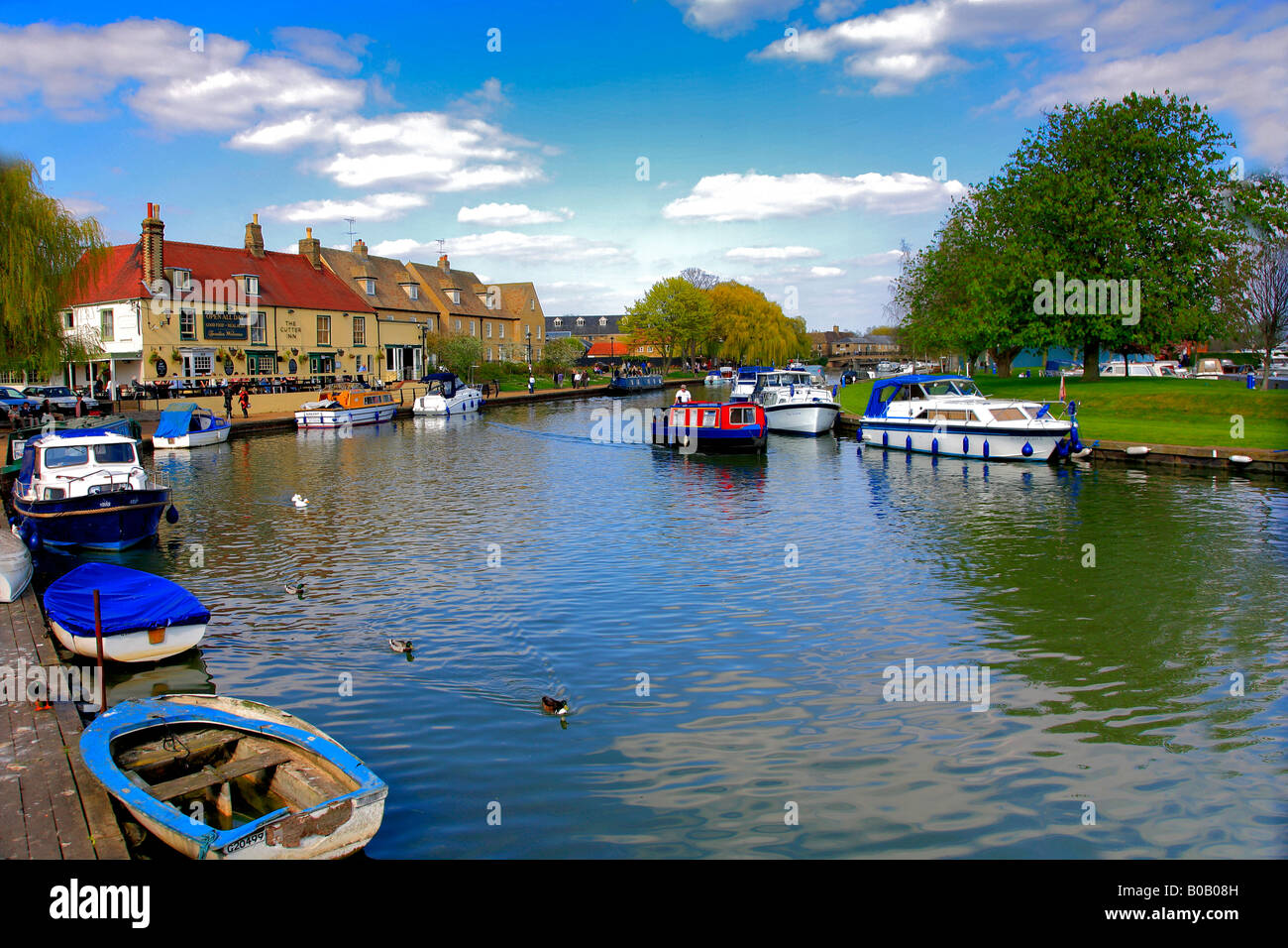 Narrow boat on the river Ouse Ely City Cambridgeshire England Britain UK Stock Photo