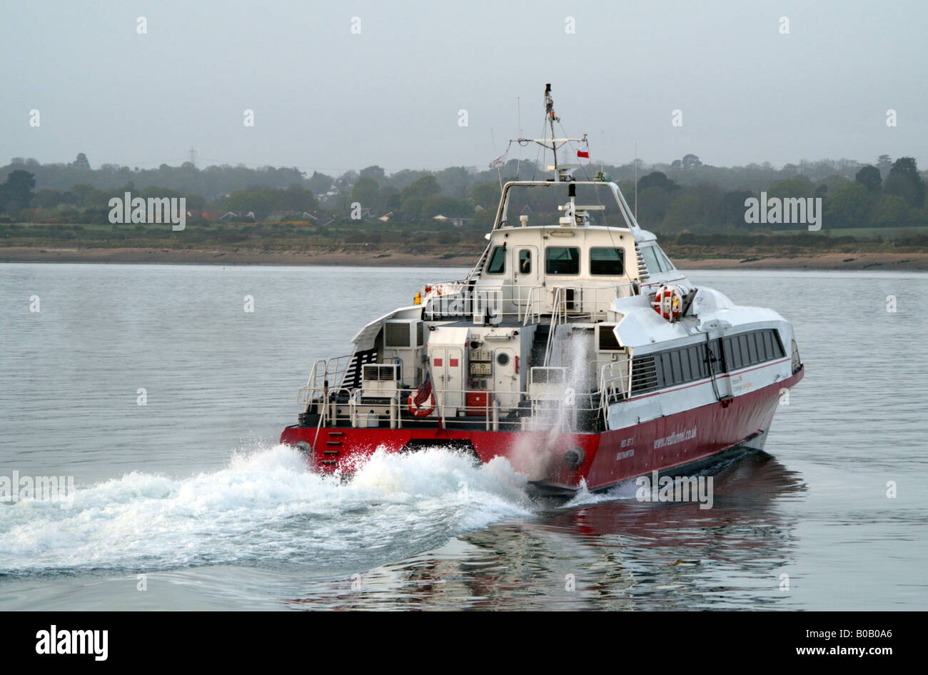 Red Jet 3 Passenger Ferry Outbound from Southampton England UK Stock Photo