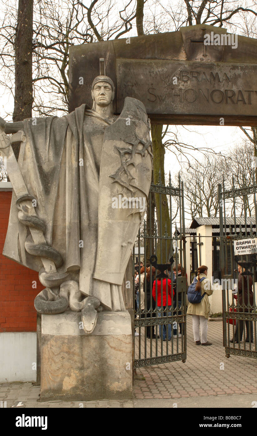 Warsaw Poland entrance gate to the Powazki cemetery the largest in Warsaw Stock Photo