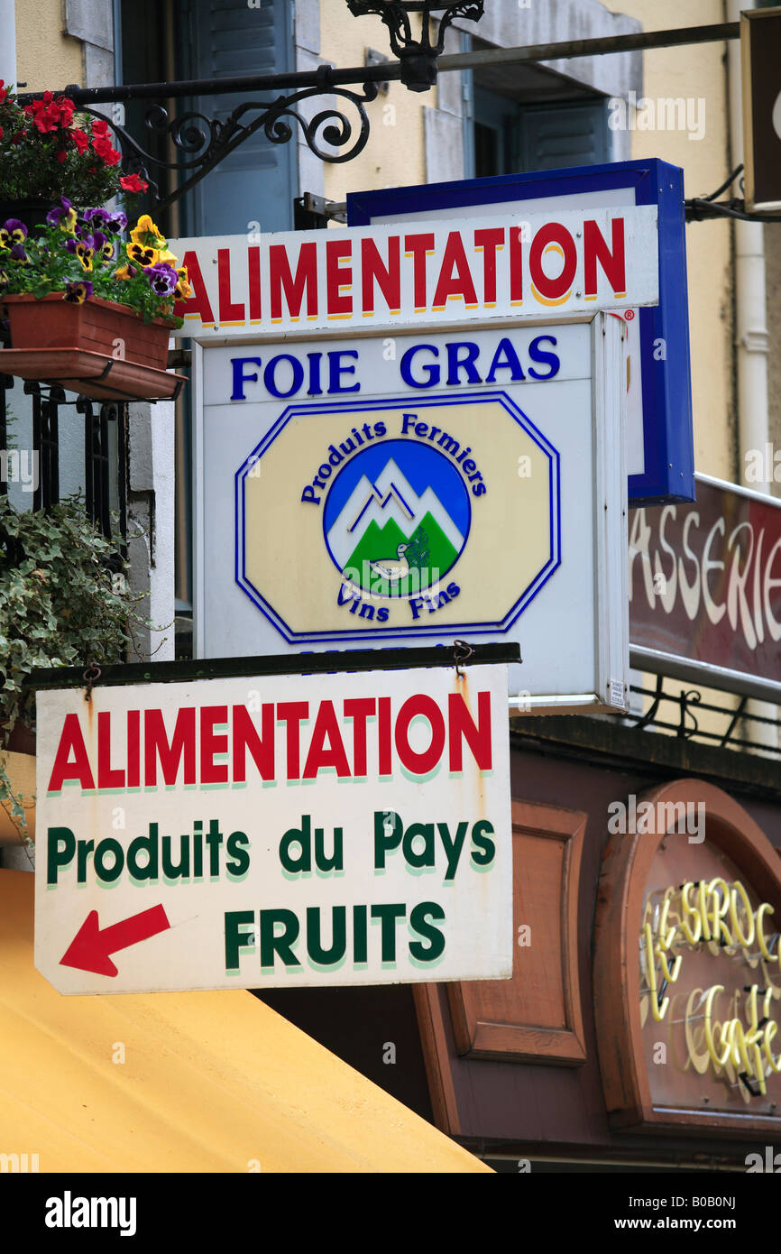 europe southwest france haute pyrénées lourdes a sign outside a shop selling local products Stock Photo