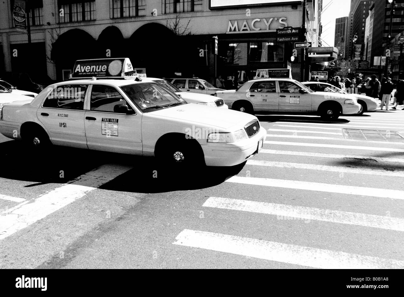 Yellow taxi or cab,Manhattan New York City United States of America. Stock Photo
