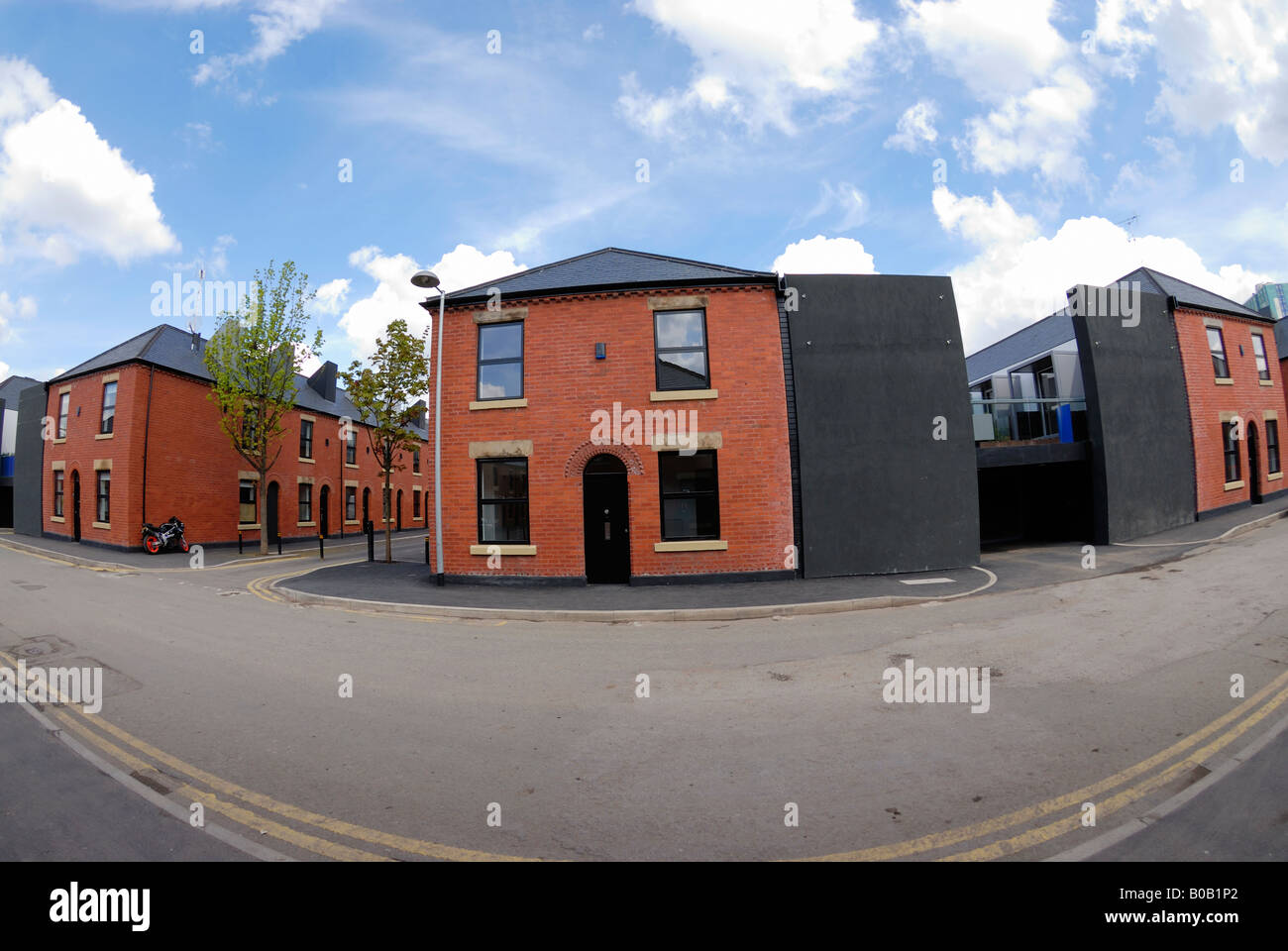 Terraced houses being refurbished in the Langworthy area of Salford in Greater Manchester. Chimney Pot Park estate. Stock Photo