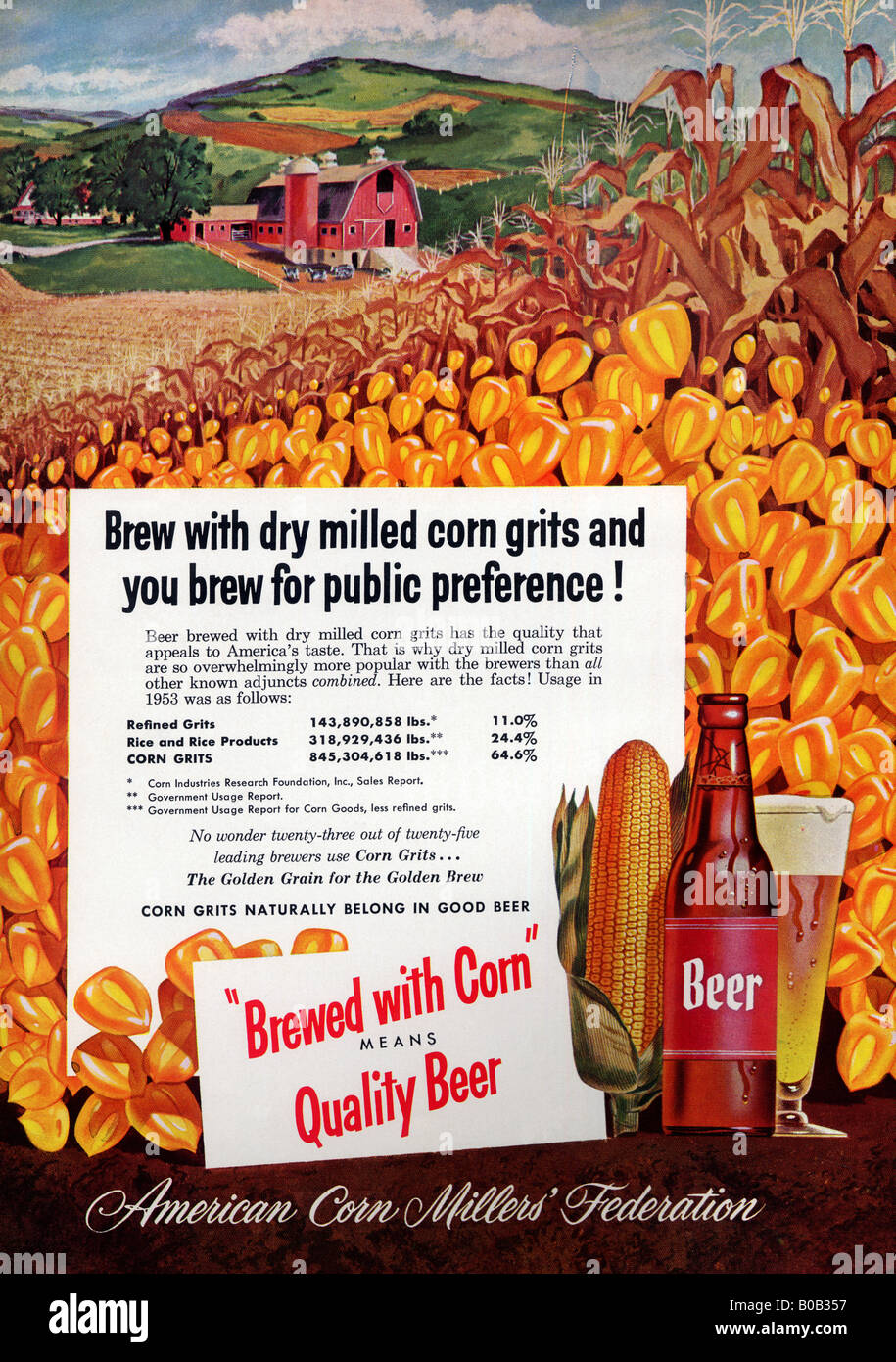 Brewed with Corn means Quality Beer Stock Photo Alamy