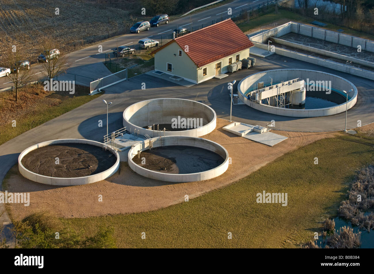 purification plant sewage treatment plant wastewater nature clean Stock