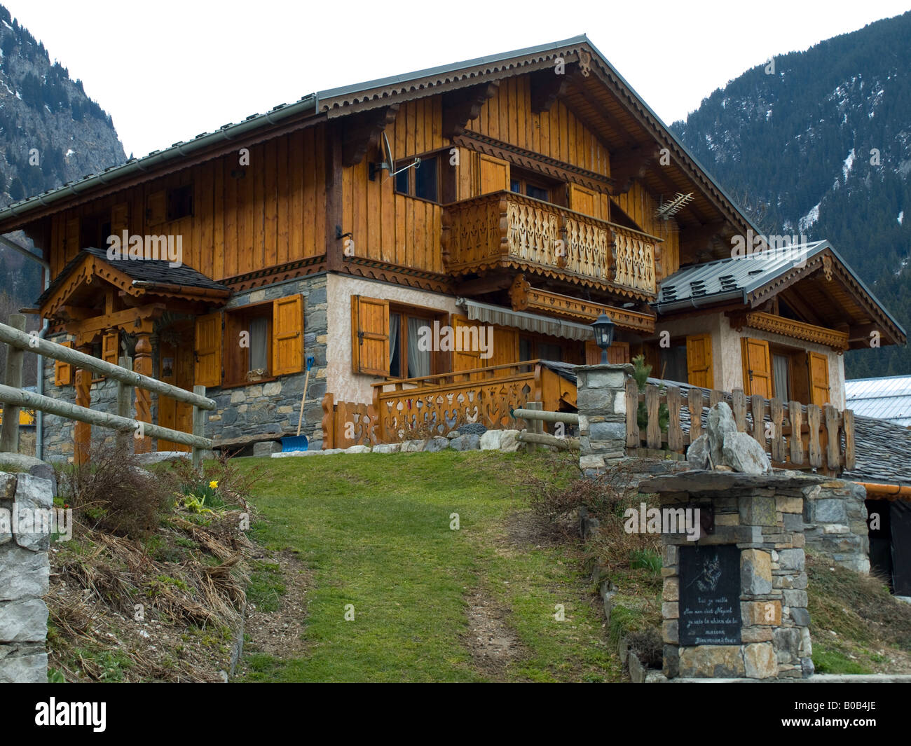 Alpine Chalet in Champagny en Vanoise in the French Alps Stock Photo