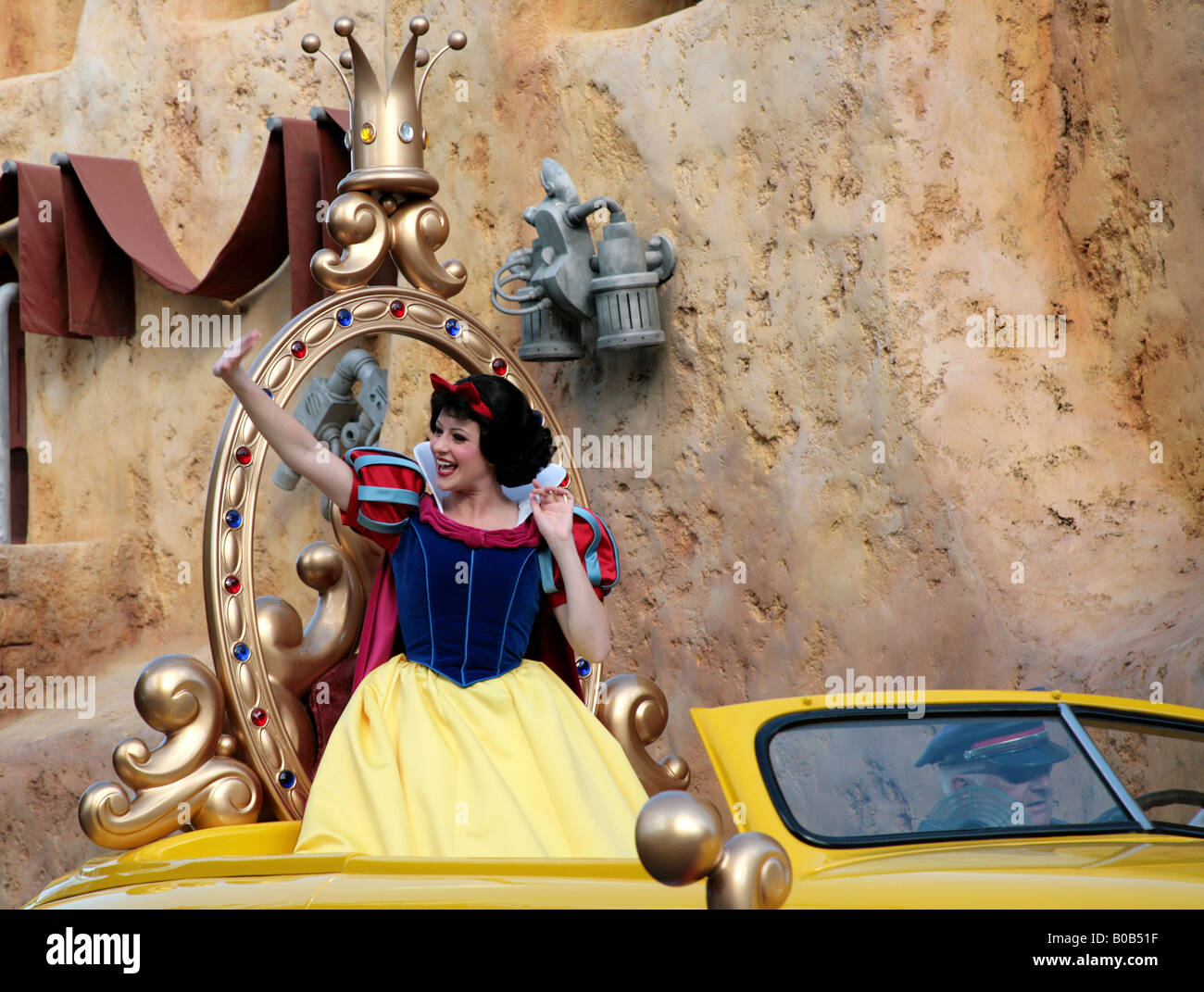 Snowhite characters at a parade at Disney Hollywood Studios.  For Editorial use Only. Stock Photo