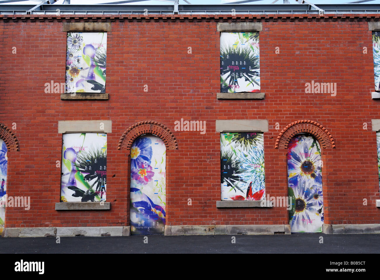 Terraced houses being refurbished in the Langworthy area of Salford in Greater Manchester. Chimney Pot Park estate. Stock Photo