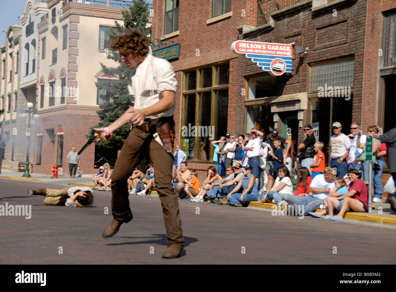 North America, USA, South Dakota, Deadwood. Wild West street gun Stock