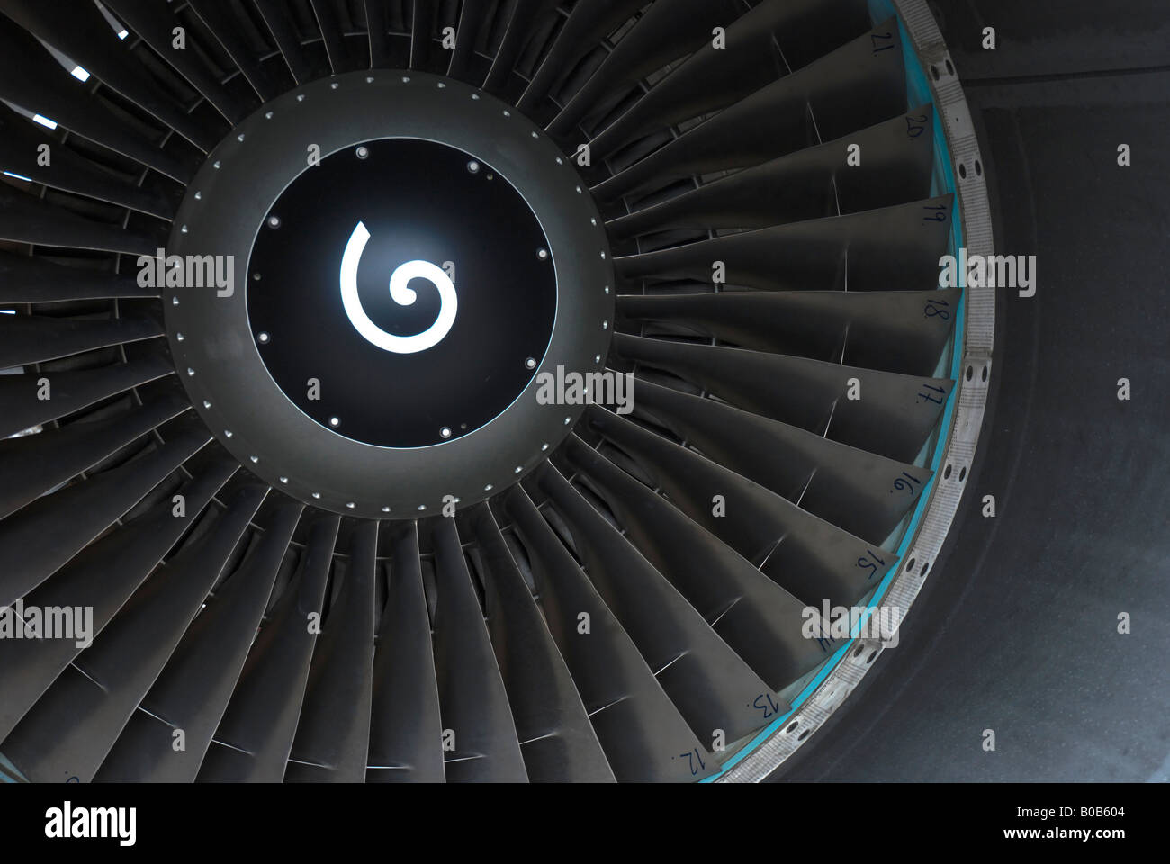 Jet Engine Front Exterior and Fan Blades Stock Photo Alamy