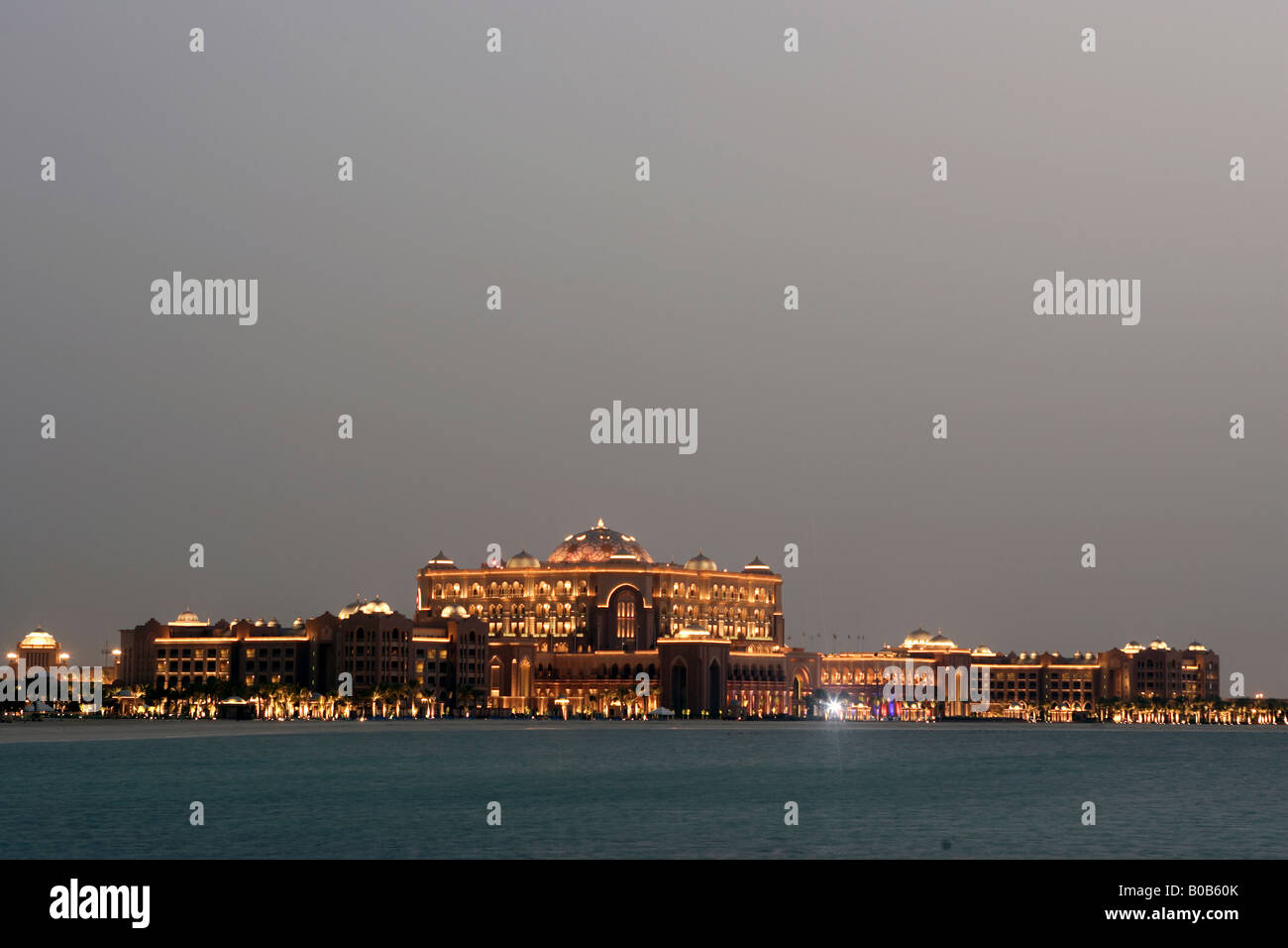 Emirates Palace Hotel in the evening, Abu Dhabi, United Arab Emirates Stock Photo