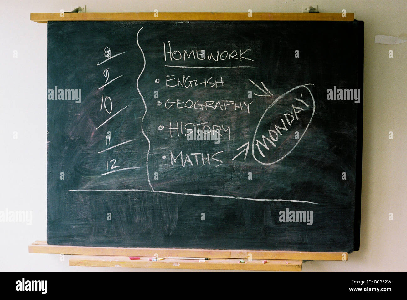 writing on blackboard in primary school classroom Stock Photo - Alamy