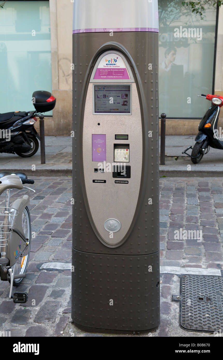 Paris's Vélib', or 'freedom bike' scheme Stock Photo