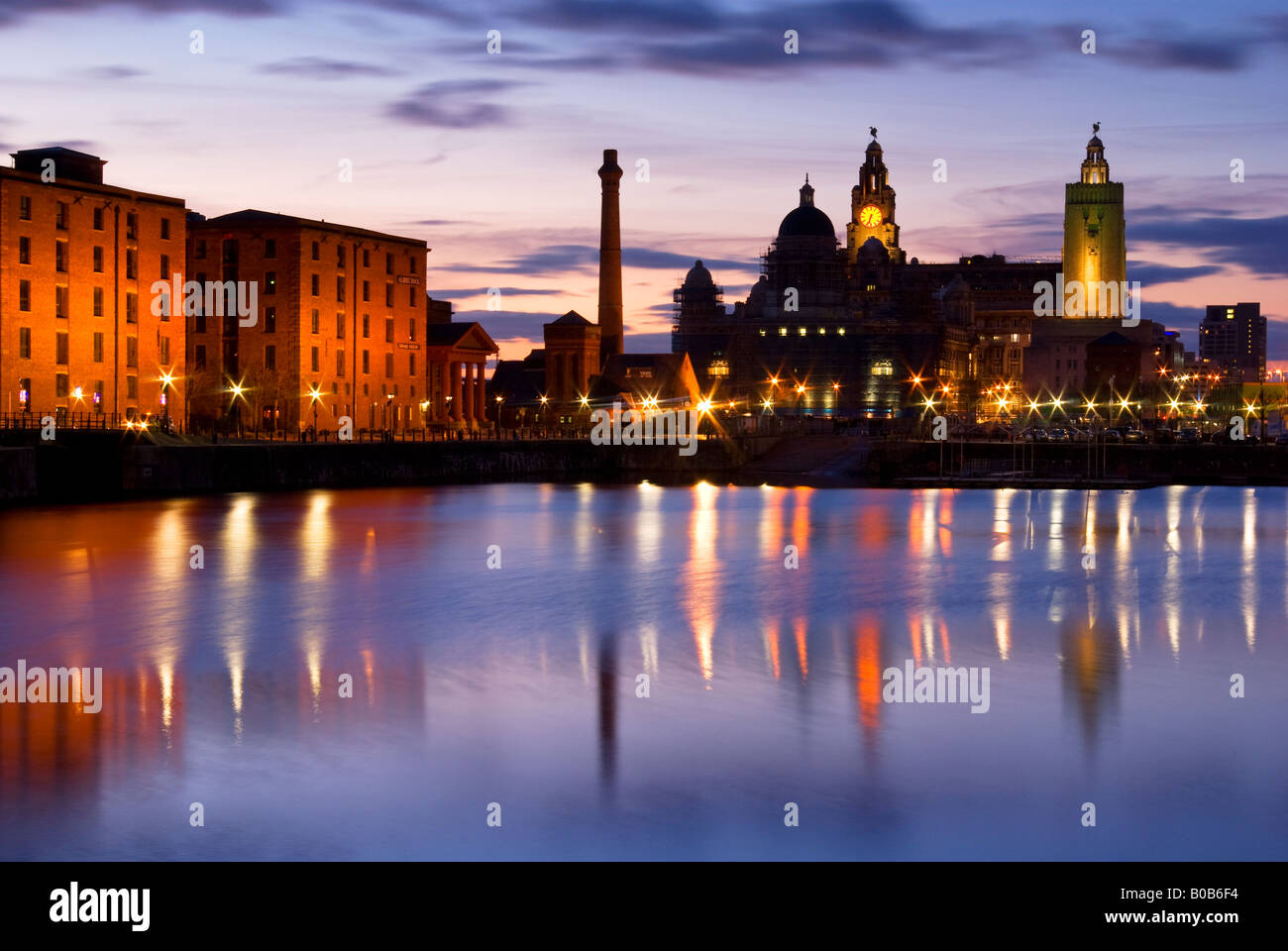 Landscape photograph of Liverpool Alberts Docks At twilight UK GB EU