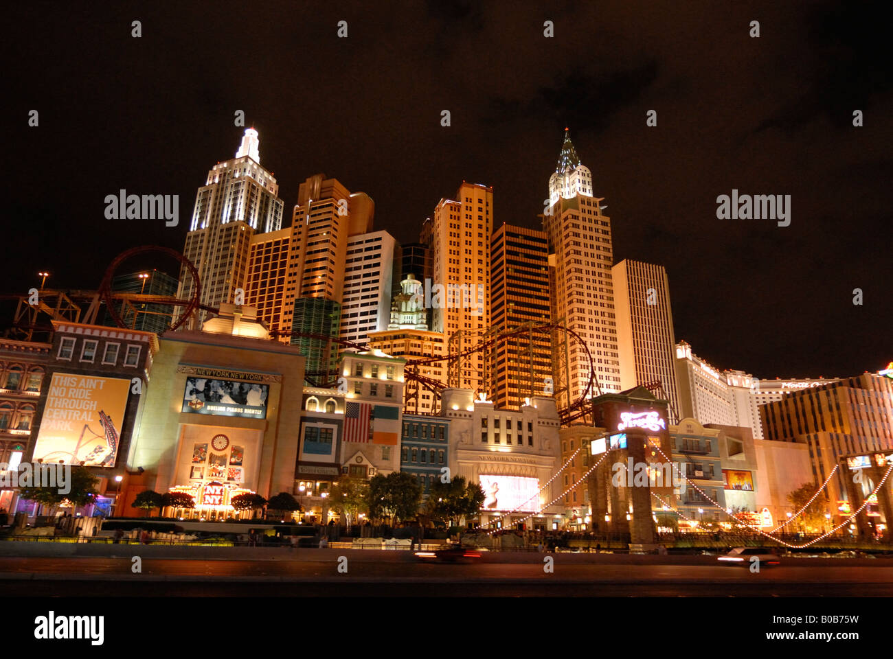 New York New York casino at night Las Vegas Nevada USA Stock Photo