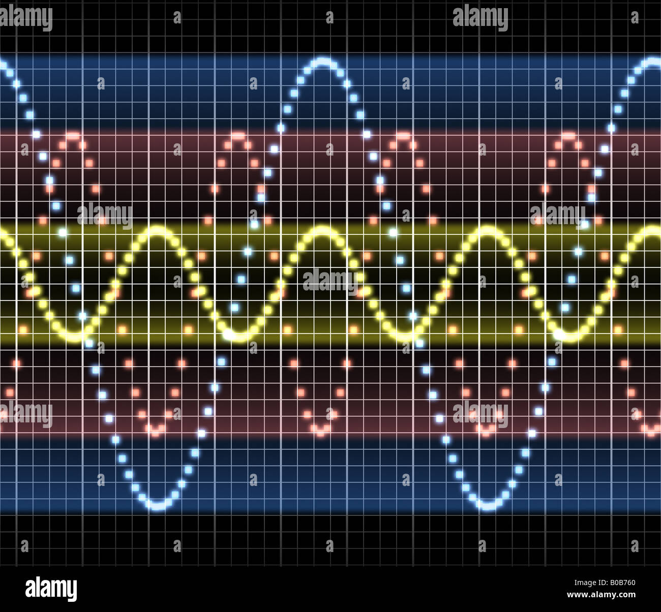 a great triple sound audio or other electronic technology sine wave Stock Photo