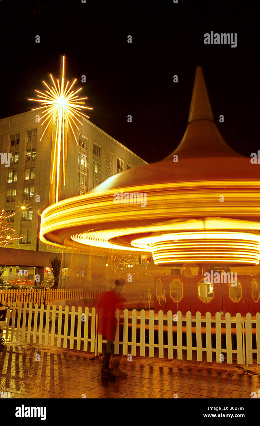 Downtown Seattle during the Christmas holiday celebrations with festive
