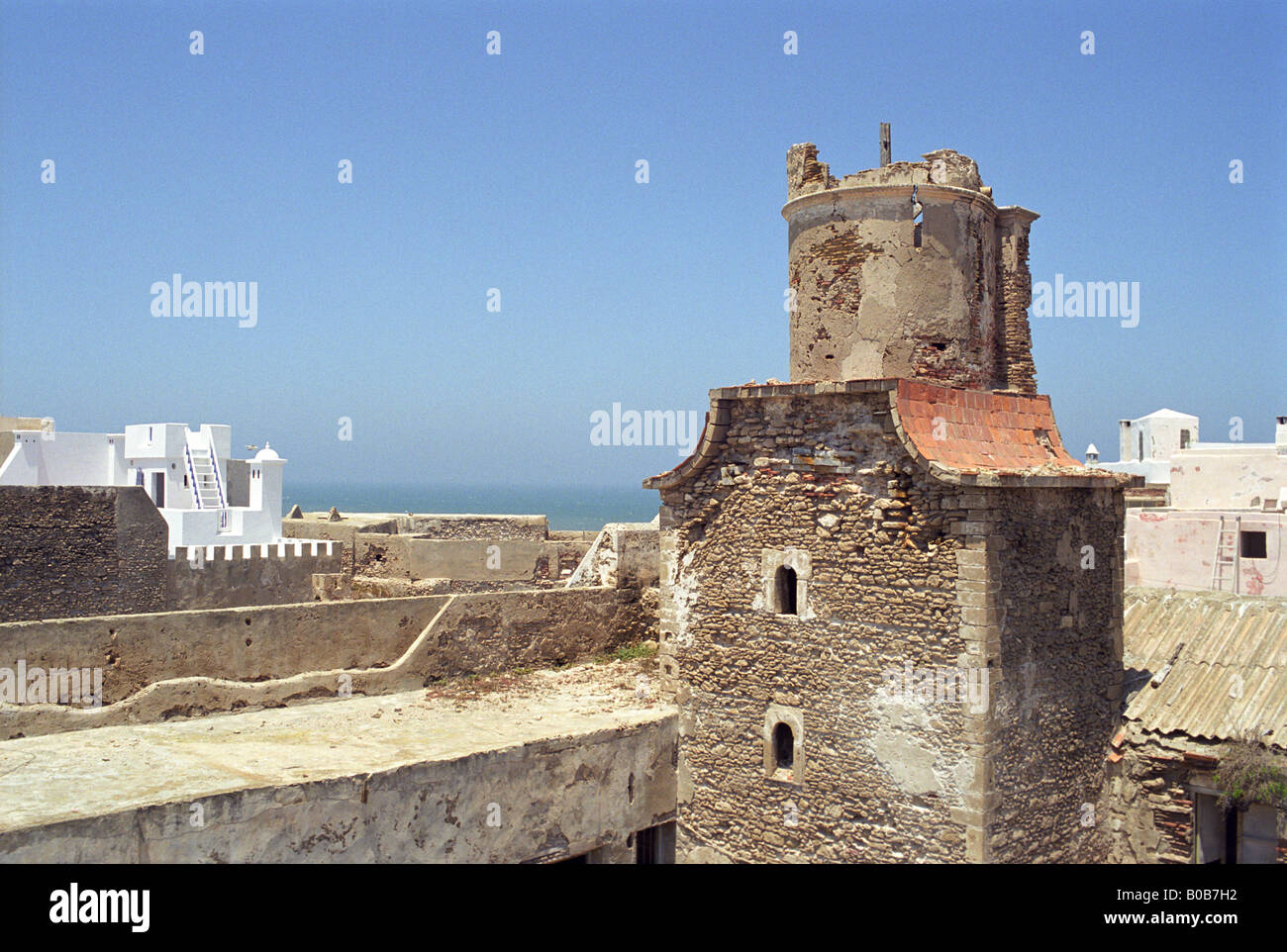 The spectacular view from the roof of The Hotel Cap Sim in Essouira, Morocco Stock Photo
