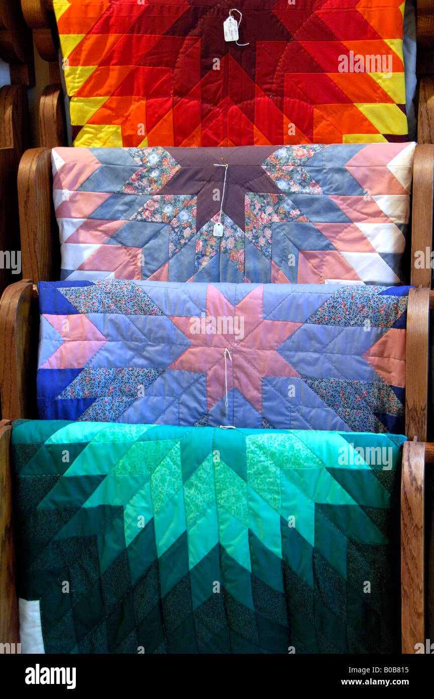 North America, USA, South Dakota, Rapid City, Prairie Edge Trading Co. Traditional star quilts. Property Release. Stock Photo
