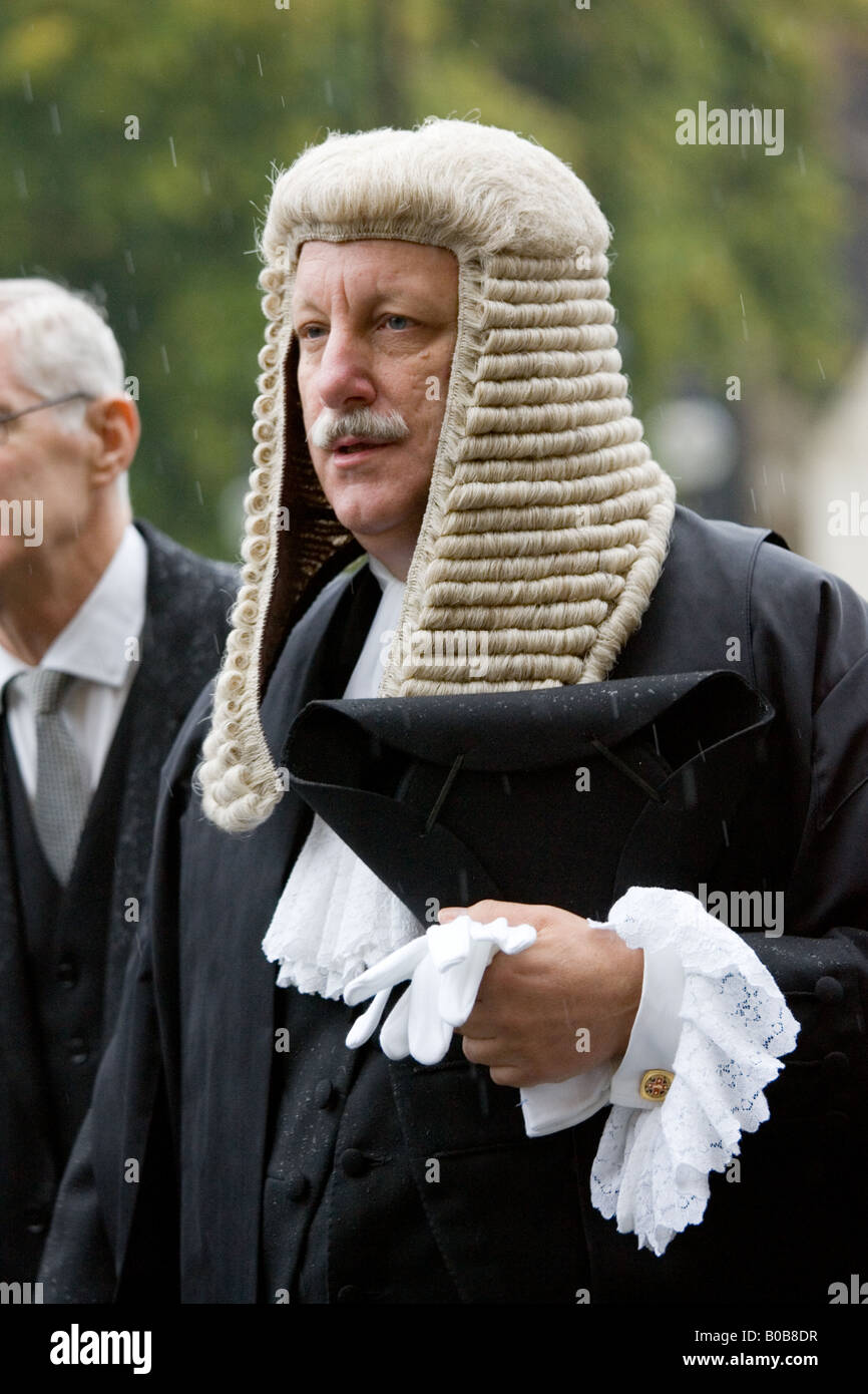 Bewigged judge in Judges Procession from Westminster Abbey London England United Kingdom Stock Photo