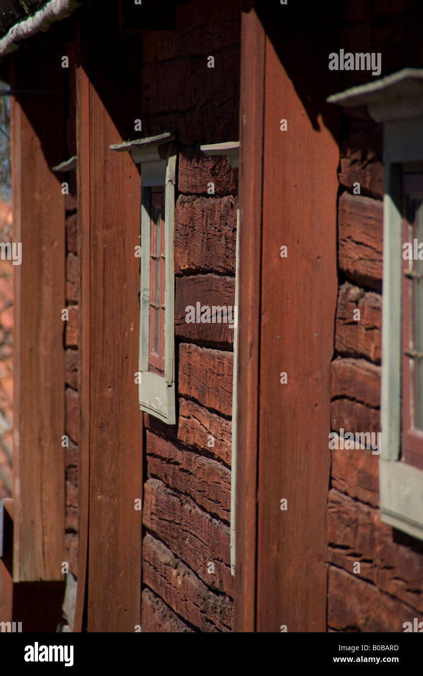 A traditional red ochre painted timber wall Stock Photo
