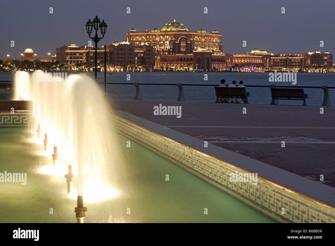 Emirates Palace Hotel at night, Abu Dhabi, United Arab Emirates Stock Photo