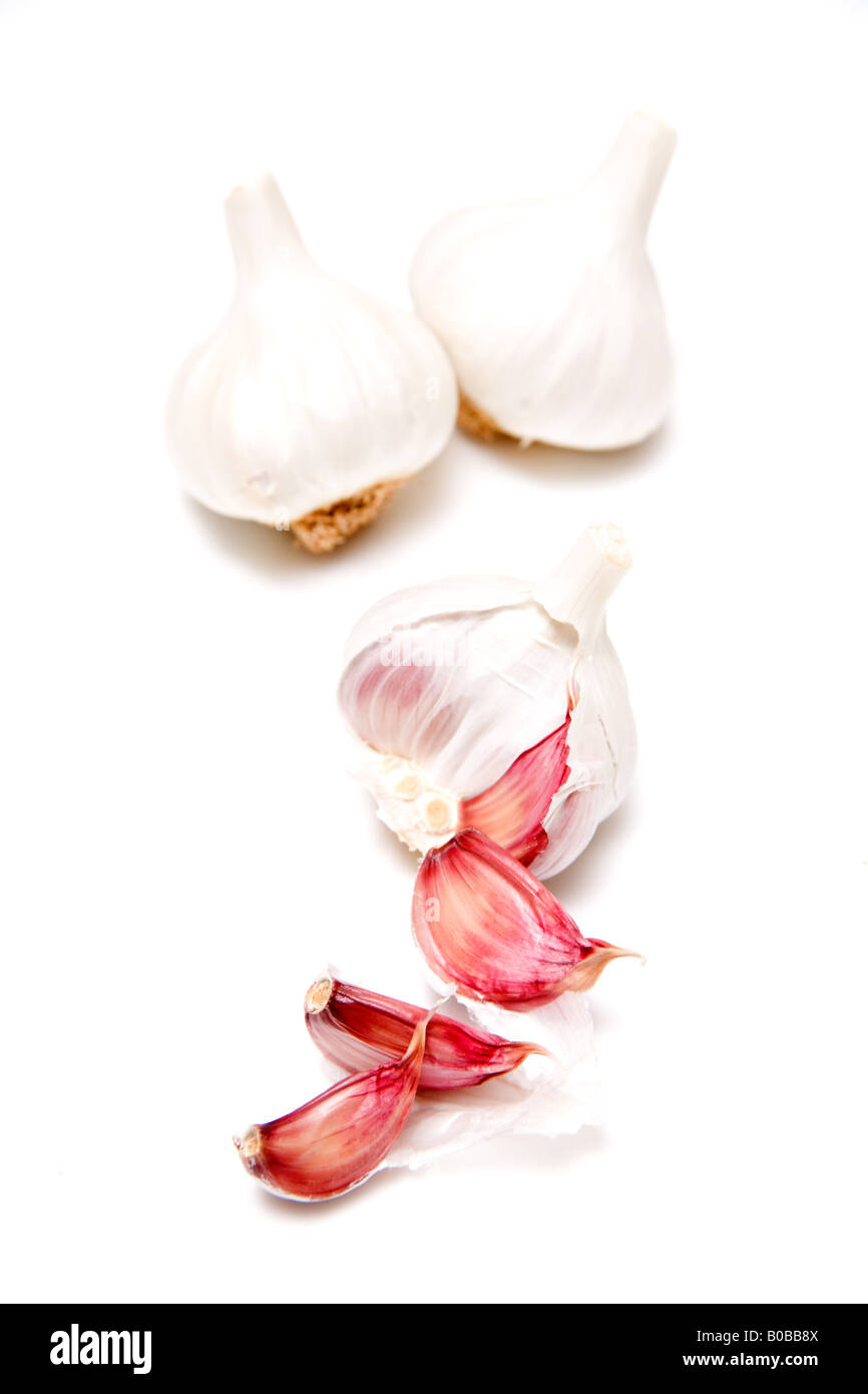 Garlic bulbs and cloves isolated on a white studio background Stock ...