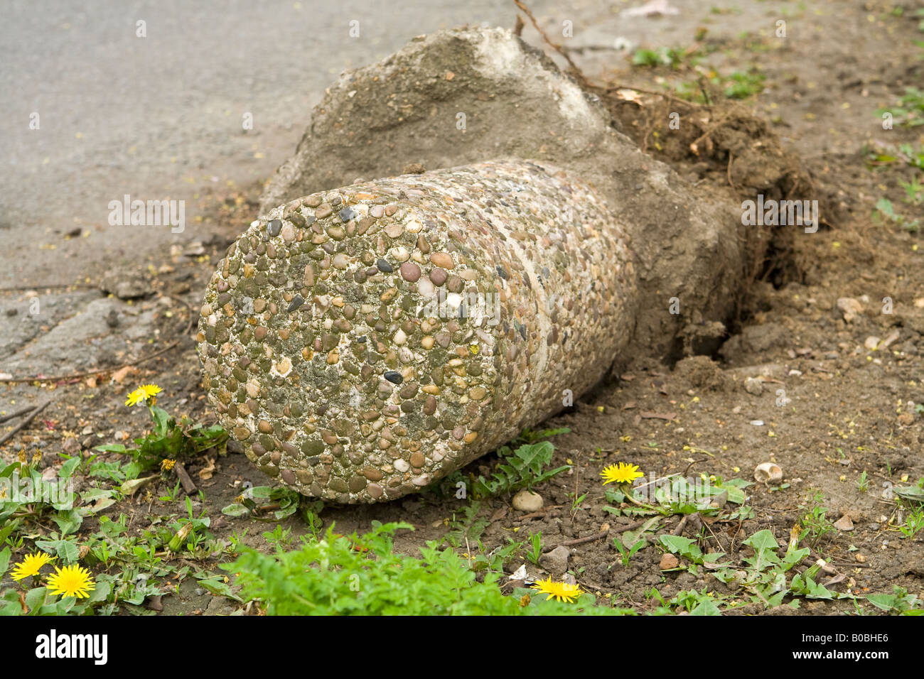 A ^damaged bollard, UK. Stock Photo