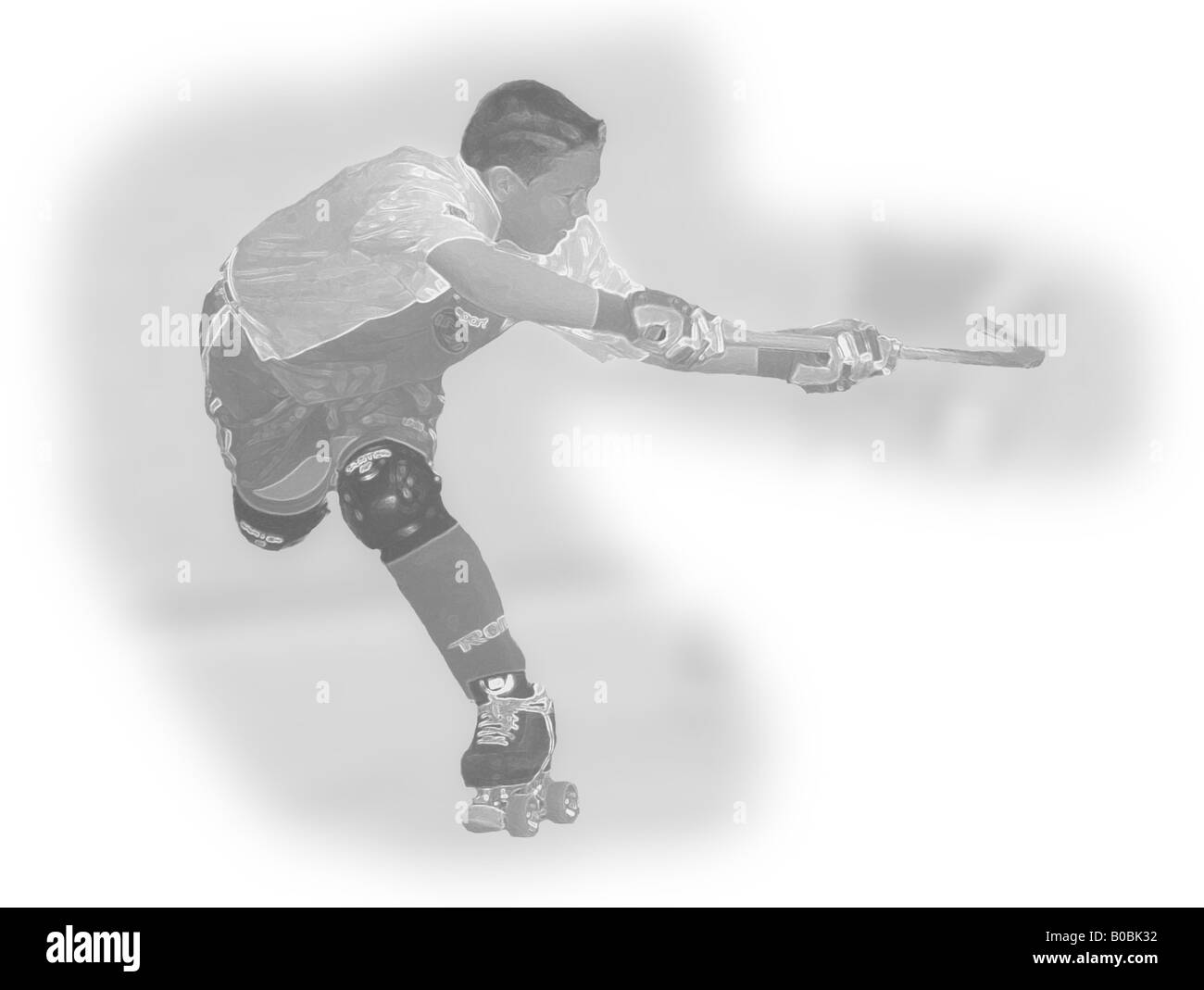 Illustration of a roller hockey player hitting the ball Stock Photo Alamy
