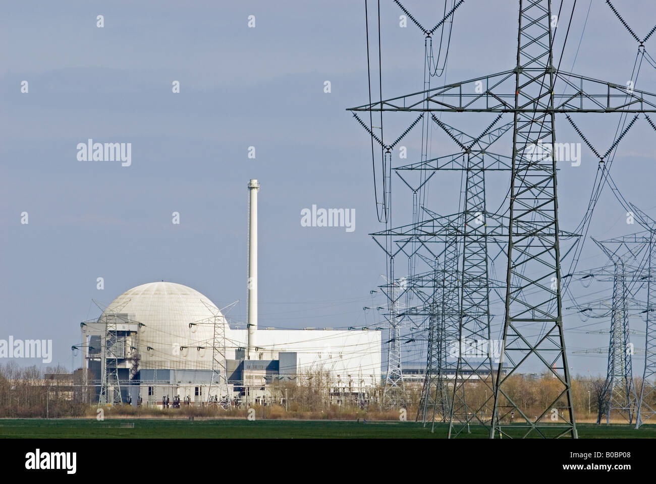 Unterweser nuclear power station, Kleinensiel, Lower Saxony, Germany. Stock Photo