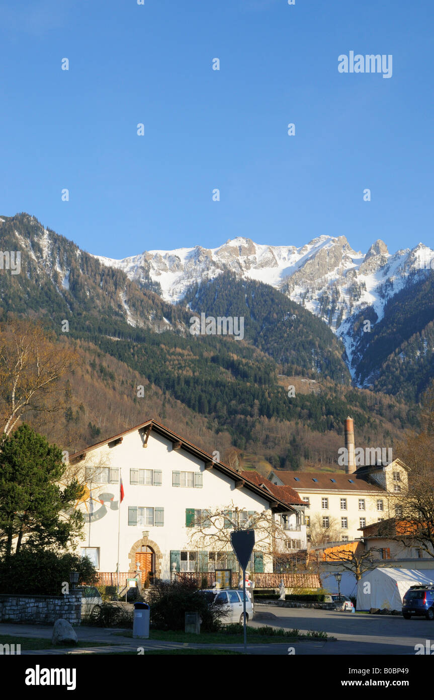 Hotel Restaurant Sonne and Rappenstein summit, Triesen LI Stock Photo