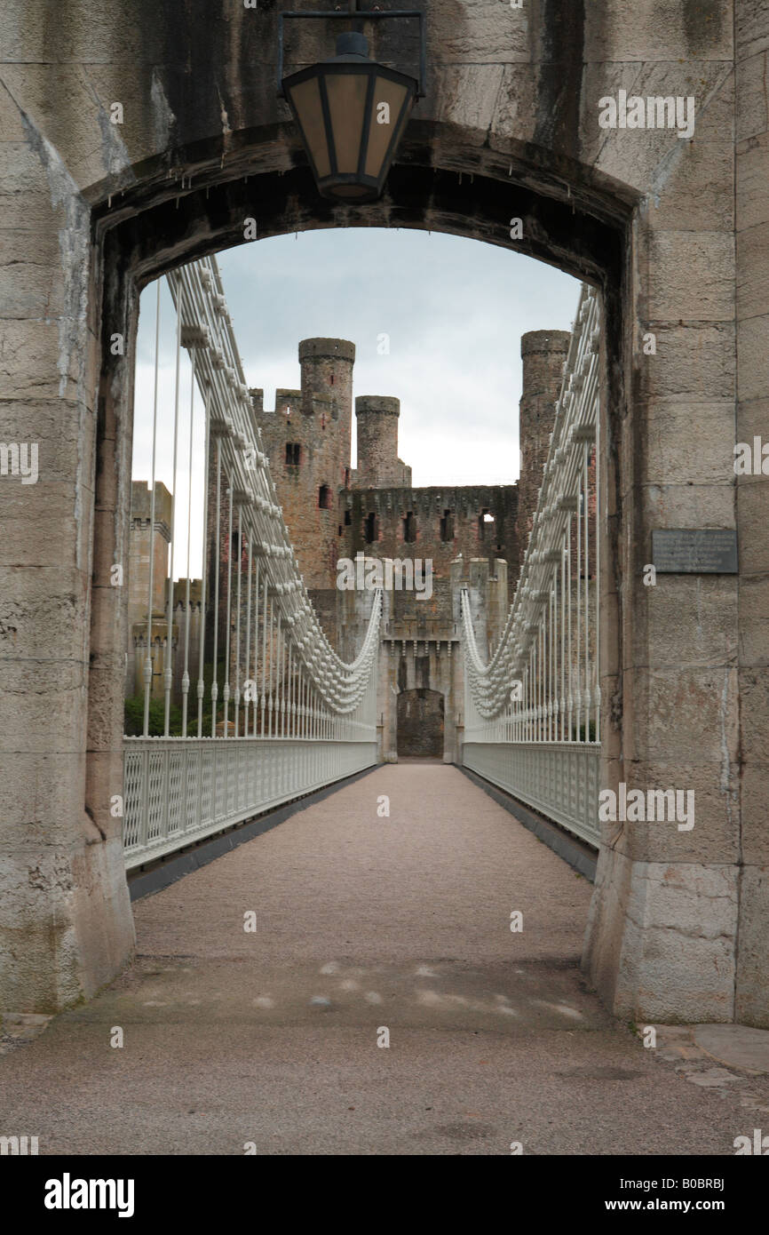 Conwy Castle and Conwy Suspension Bridge, North Wales Stock Photo Alamy