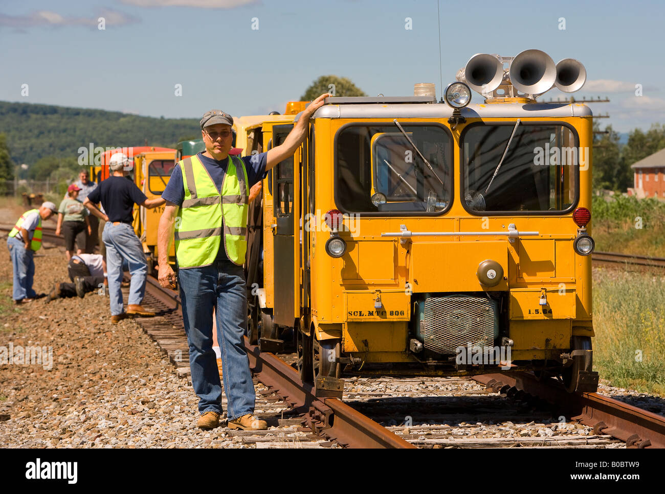 Small Rail Car Enthusiasts Stock Photo