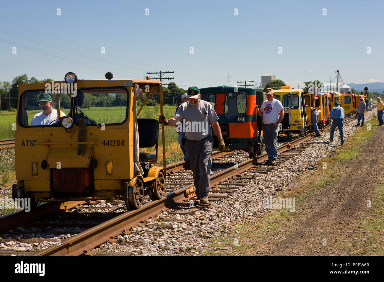 Small Rail Car Enthusiasts Stock Photo