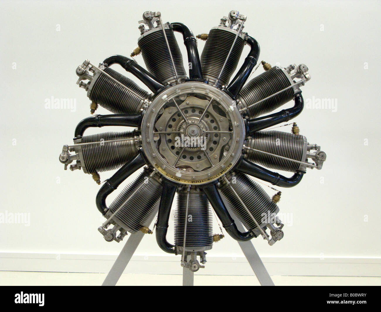 W H Allen 9 cylinder rotary aero engine Duxford Imperial War Museum Stock Photo