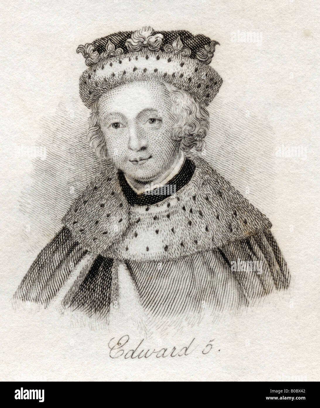 Edward V, 1470 - 1483. Short lived and uncrowned King of England. From the book Crabbs Historical Dictionary, published 1825. Stock Photo