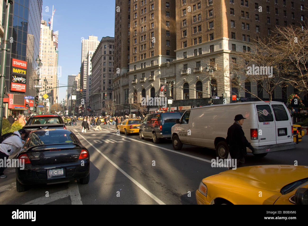 Cross Walk for Crowds walking the busy streets of New York City, Manhattan Stock Photo