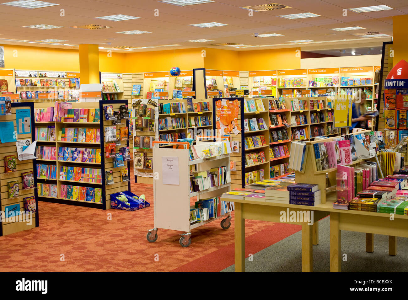 Childrens book area in a book shop store Stock Photo Alamy