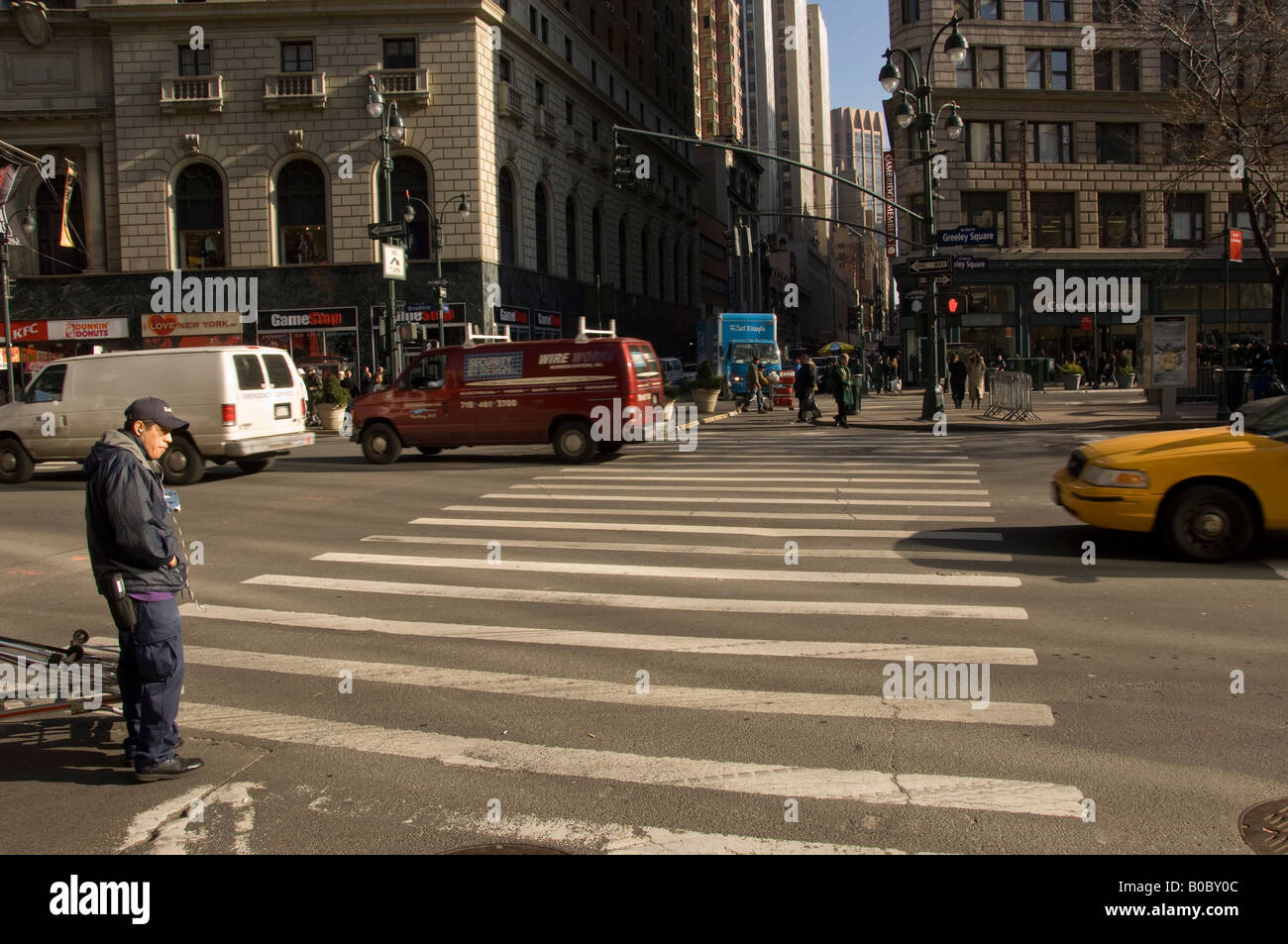 Street Crossing in Manhattan. Stock Photo