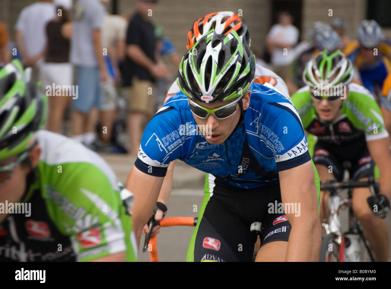 Bicycle street race through city Stock Photo - Alamy