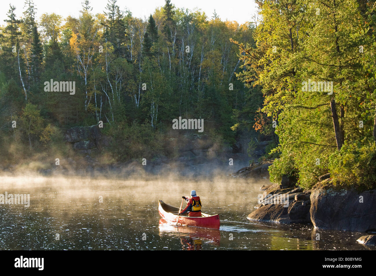 Canoeing at the Boundary Waters Canoe Area Wilderness in Northern Minnesota Stock Photo