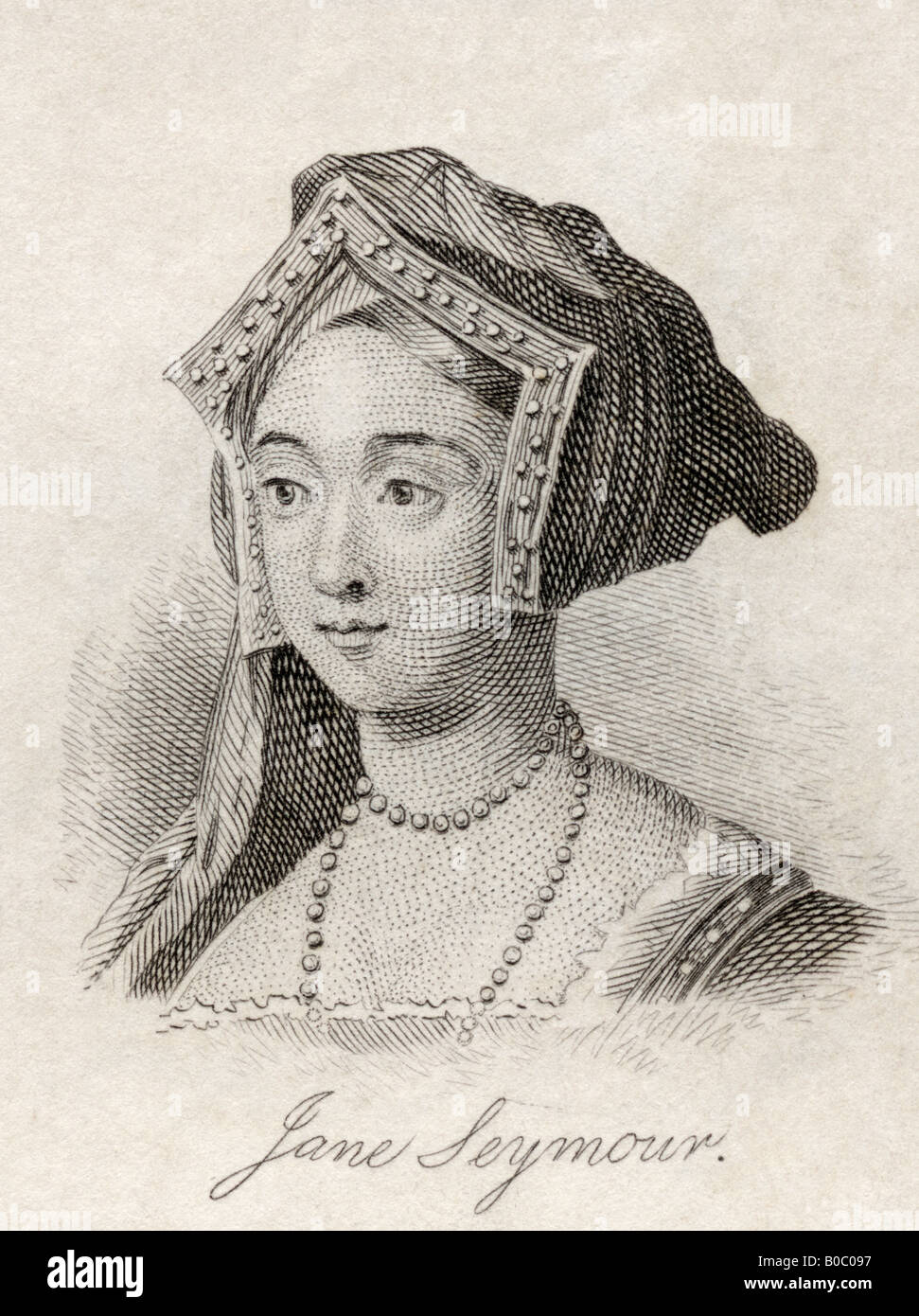 Jane Seymour, 1509 -1537. Third wife of Henry VIII of England. From the book Crabbs Historical Dictionary, published 1825. Stock Photo