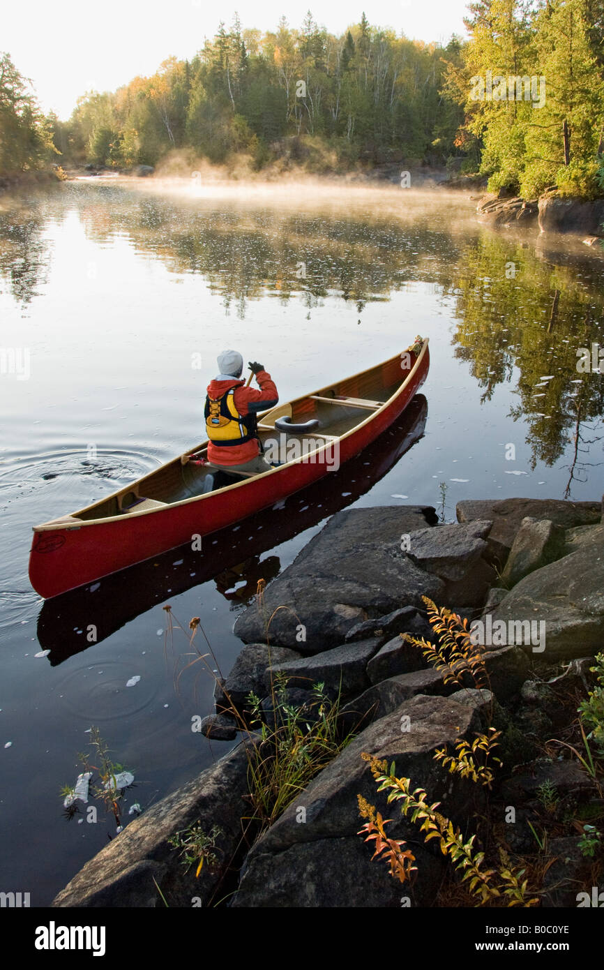 Canoeing at the Boundary Waters Canoe Area Wilderness in Northern Minnesota Stock Photo