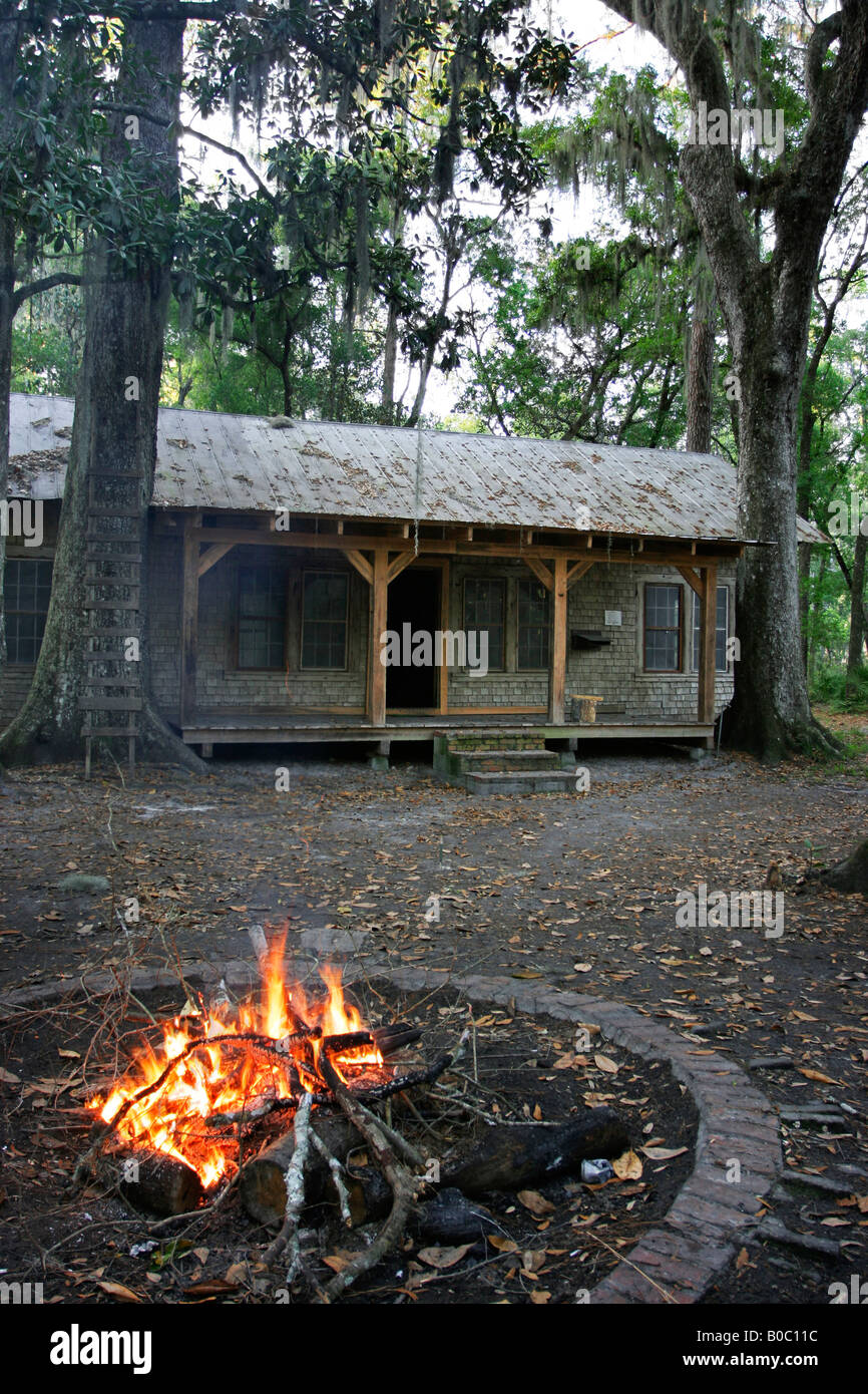 Camp Fire At The Cabin On Floyds Island In The Okefenokee National
